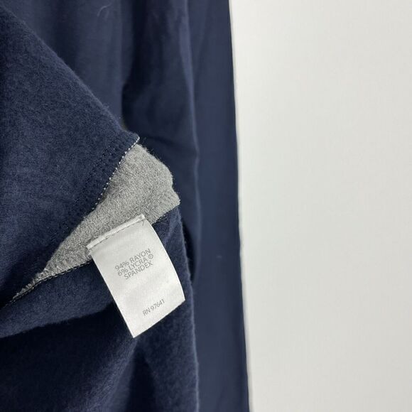 J Jill Wearever Tunic Top Size Medium Navy Sweatshirt Gray Side Stripe Pullover - Picture 7 of 8